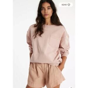 NEW Free People We‎ The Free Wallace Pullover Crewneck Sweatshirt Pink Medium
